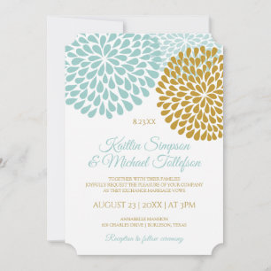Light Turquoise & Gold Wedding Invitations