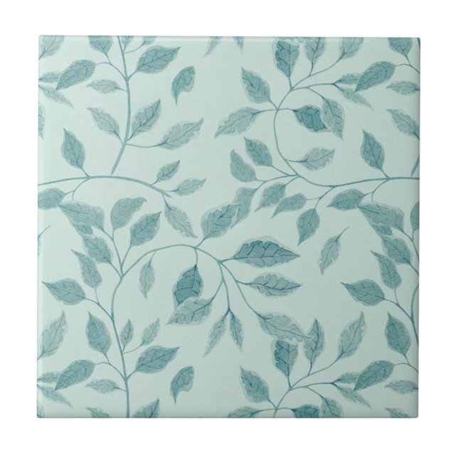Light Turquoise Leaf Pattern Tile (Front)