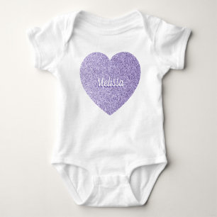 Light ultra violet purple spakles heart Customise Baby Bodysuit