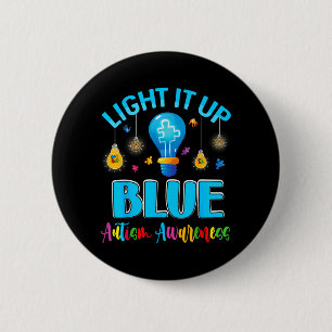 Light Up Blue Autistic Autism Awareness Men Women 6 Cm Round Badge