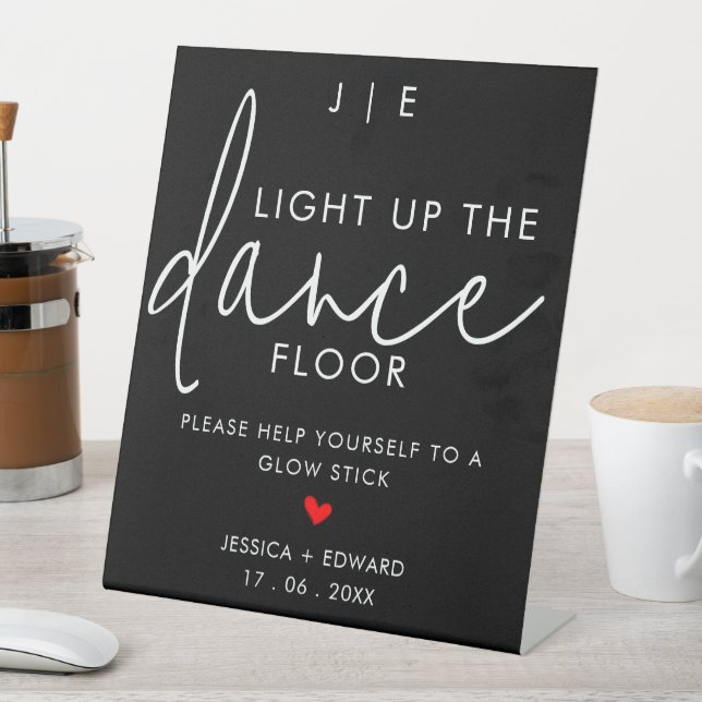 Light Up The Dance Floor Minimalist Black White Pedestal Sign (In SItu)