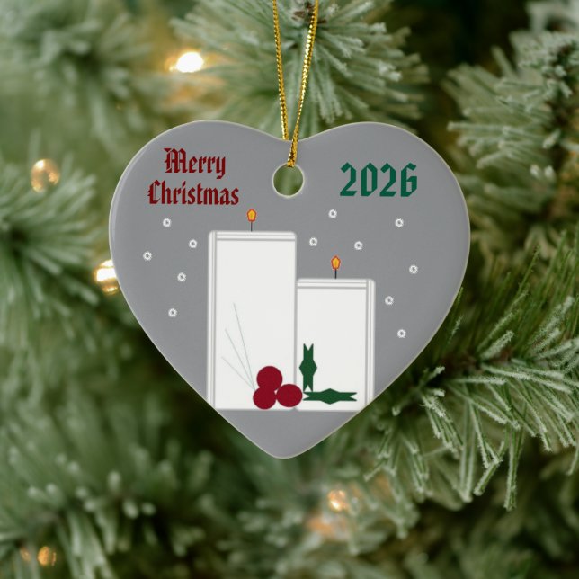 "Light Up the Season" Ceramic Heart Ornament (Tree)