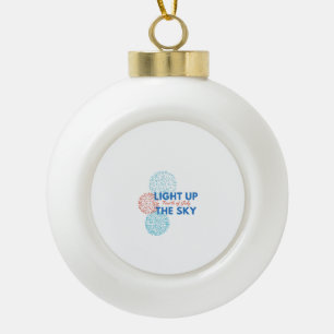 Light up the sky ceramic ball christmas ornament