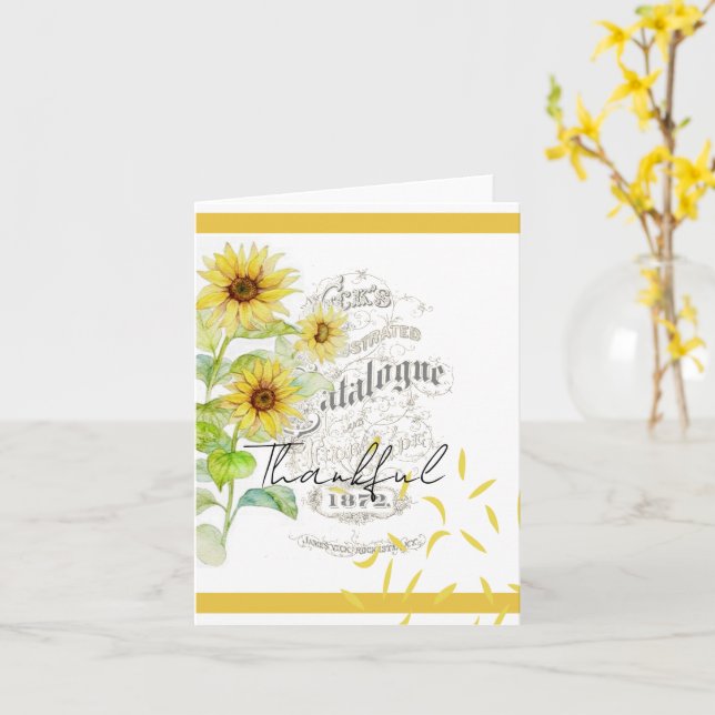 Light vintage sunflowers card (Yellow Flower)