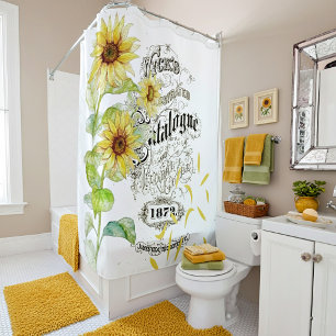 Light vintage sunflowers Shower Curtain