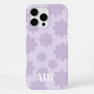light violet floral unique monogram name initials iPhone 16 pro max case