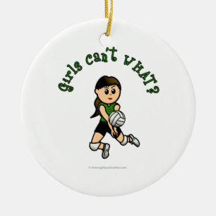 Light Volleyball in Green Ceramic Tree Decoration