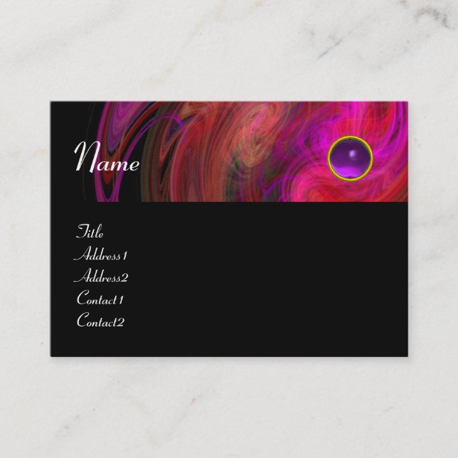 LIGHT VORTEX AMETHYST pink yellow red black Business Card (Front)
