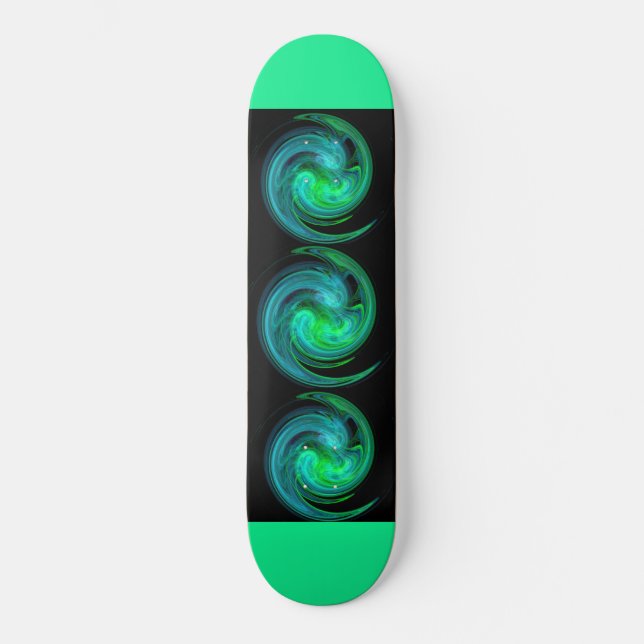 LIGHT VORTEX ,black blue green Skateboard (Front)