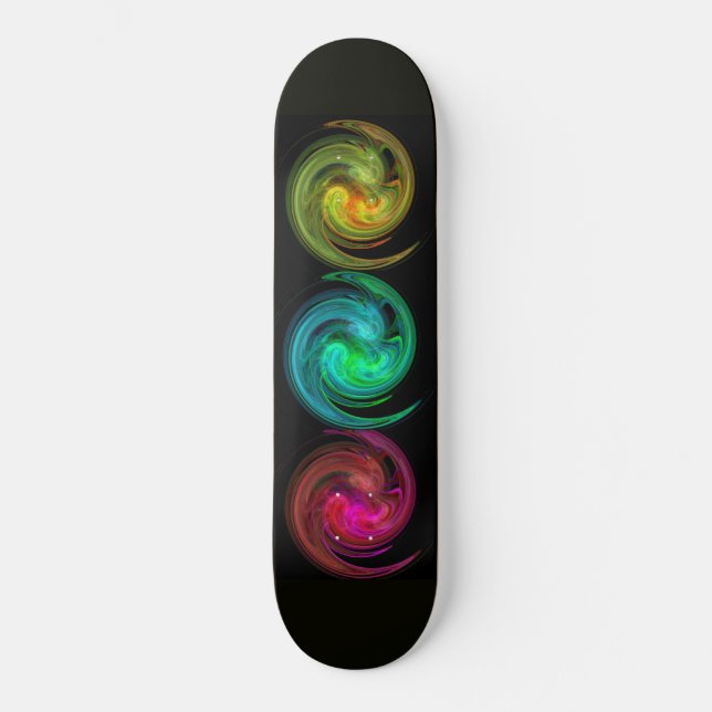 LIGHT VORTEX ,black red green blue yellow Skateboard (Front)