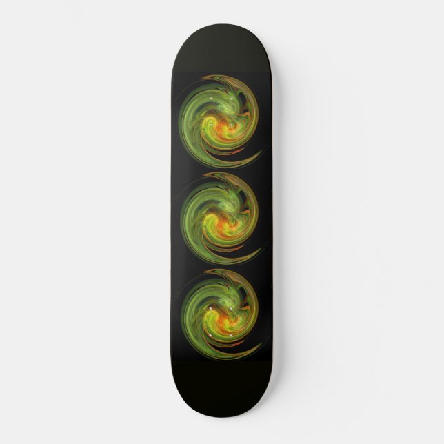 LIGHT VORTEX ,black yellow green orange Skateboard (Front)