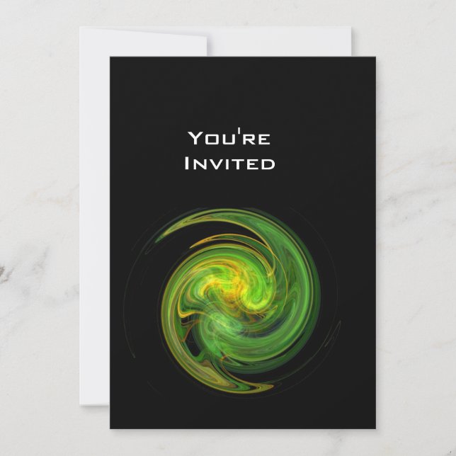 LIGHT VORTEX bright yellow orange green  black Invitation (Front)