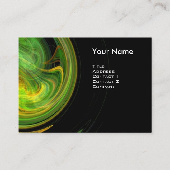 LIGHT VORTEX MONOGRAM Vibrant black yellow green Business Card (Front)
