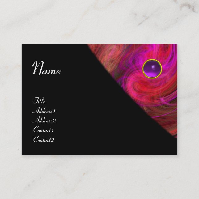 LIGHT VORTEX PURPLE AMETHYST violet yellow black Business Card (Front)