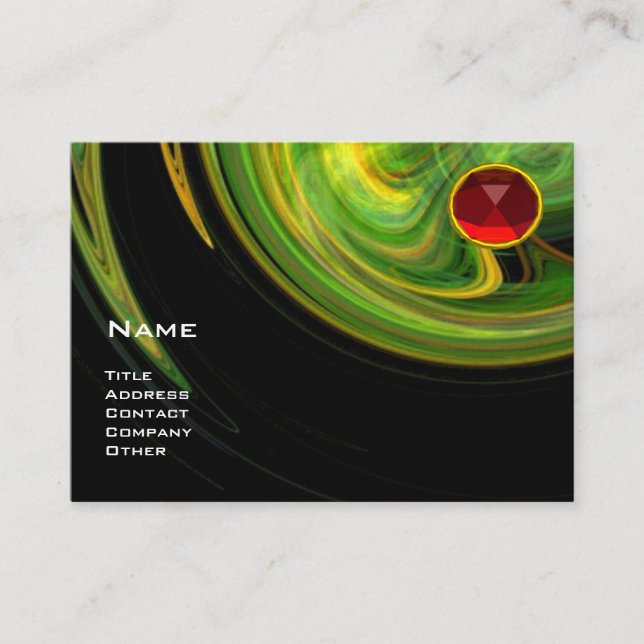 LIGHT VORTEX  RUBY- orange yellow green black red Business Card (Front)