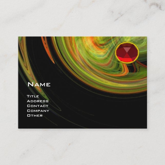 LIGHT VORTEX  RUBY- orange yellow green black red Business Card (Front)