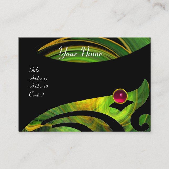 LIGHT VORTEX RUBY red pink black green yellow Business Card (Front)