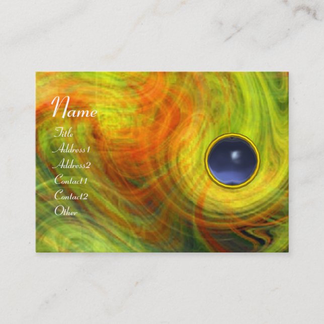 LIGHT VORTEX  TOPAZ   red yellow orange blue Business Card (Front)
