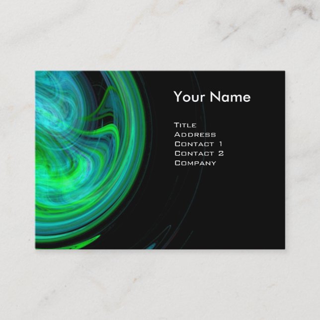 LIGHT VORTEX  Vibrant black blue green Business Card (Front)