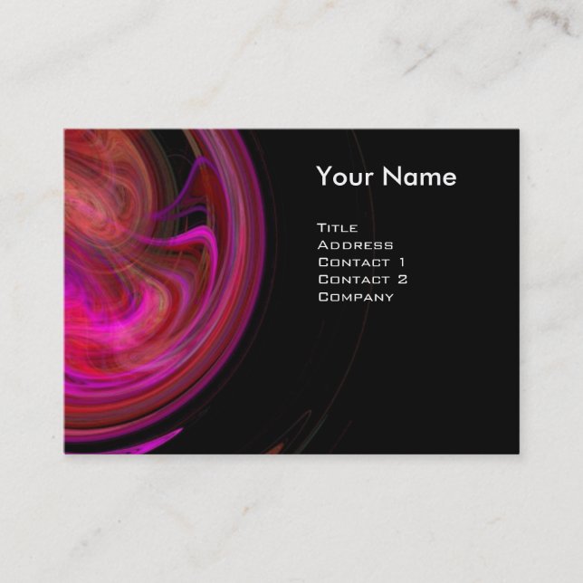 LIGHT VORTEX  Vibrant black red pink violet Business Card (Front)
