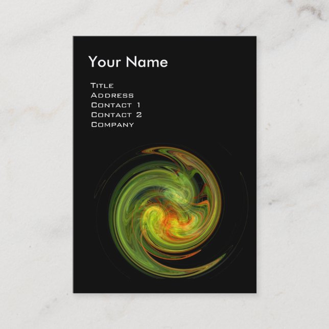 LIGHT VORTEX ,vibrant black yellow green orange Business Card (Front)