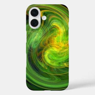 LIGHT VORTEX / Yellow Green Abstract iPhone 16 Case