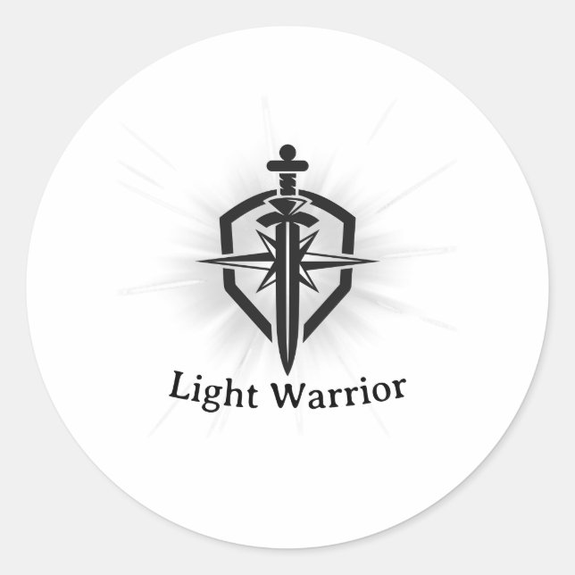 Light Warrior Sword And Shield Classic Round Sticker (Front)