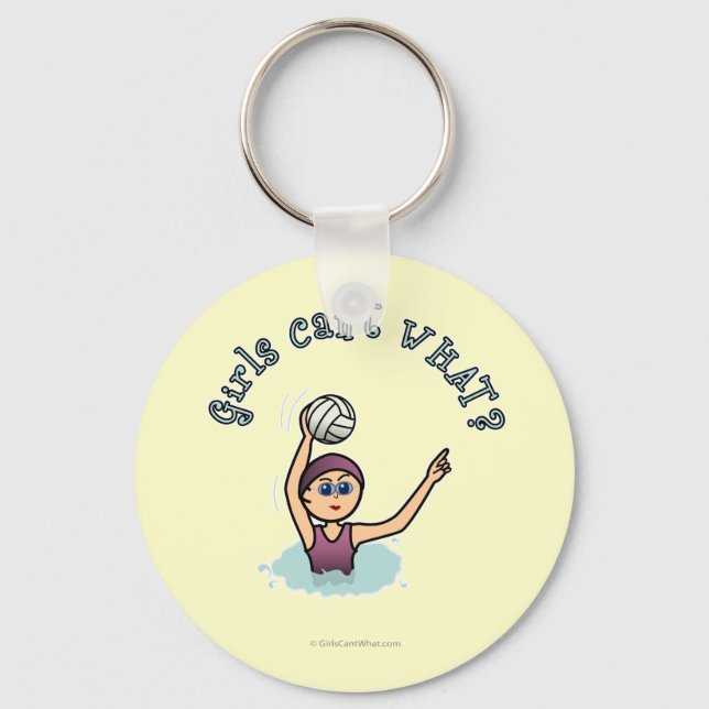 Light Water Polo Player Girl Key Ring (Front)