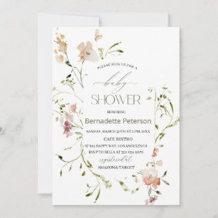Light  Watercolor Wildflowers  Baby Shower Invitation