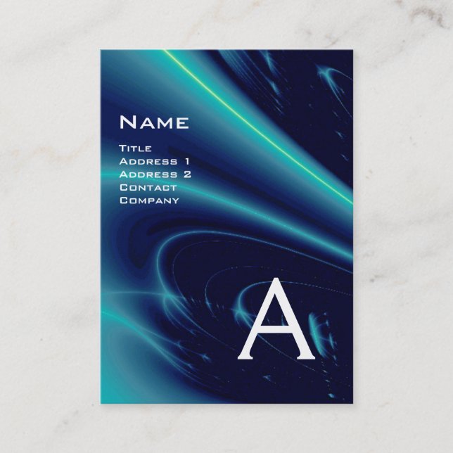 LIGHT WAVES 2 MONOGRAM purple violet white blue Business Card (Front)