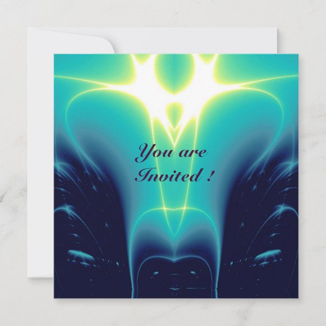 LIGHT WAVES ,Aqua Blue,Turquase,White Invitation (Front)