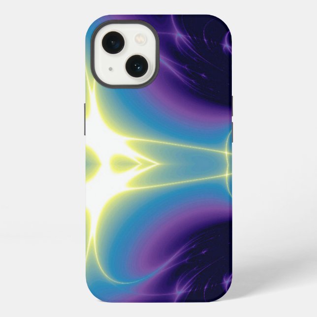 LIGHT WAVES Purple Violet Blue Fractals iPhone Case (Back)