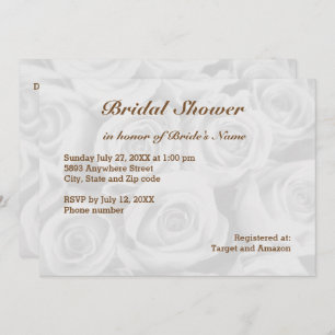 Light White Rose Background Bridal Shower Invite