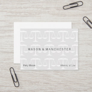 Light White "Watermark Style" Scales of Justice Business Card