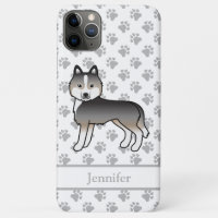Light Wolf Grey Siberian Husky Cartoon Dog & Name