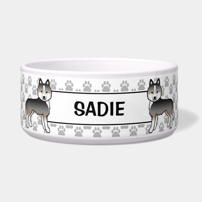 Light Wolf Grey Siberian Husky Cartoon Dogs & Name (Front)