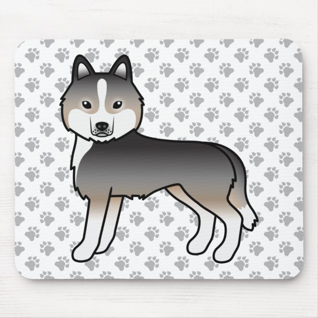 Light Wolf Grey Siberian Husky Cute Cartoon Dog Mouse Pad (Front)