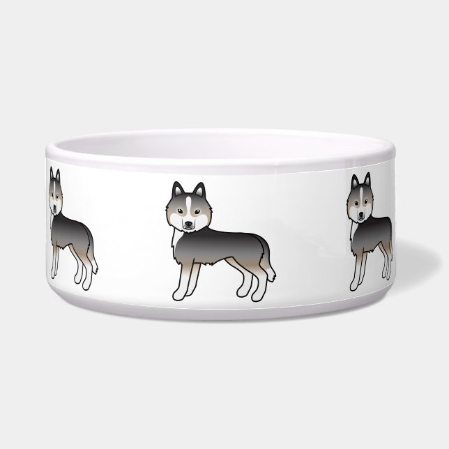 Light Wolf Grey Siberian Husky Cute Cartoon Dogs (Front)