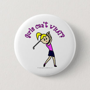 Light Woman Golfer 6 Cm Round Badge