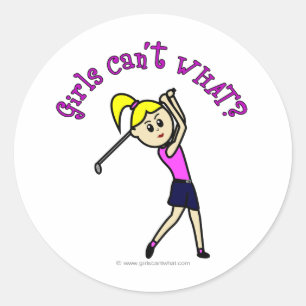 Light Woman Golfer Classic Round Sticker