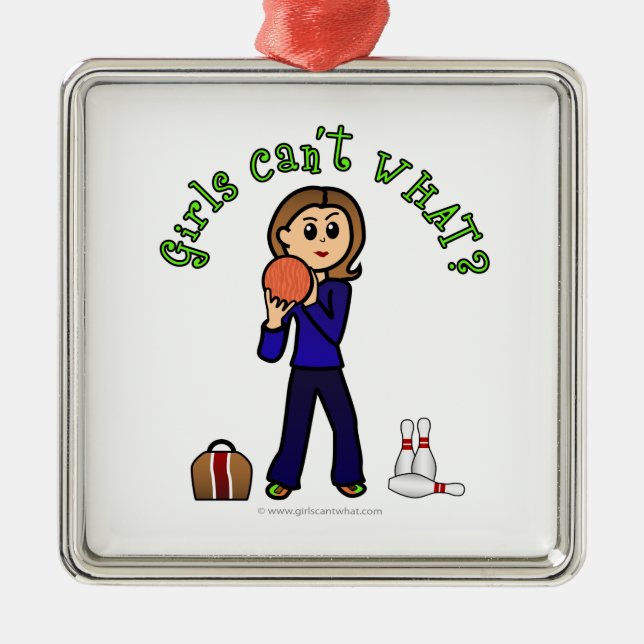 Light Womens Bowling Metal Tree Decoration (Front)