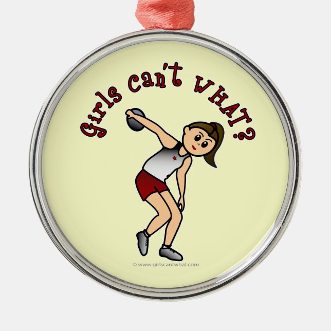 Light Womens Discus Metal Tree Decoration (Front)