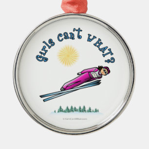 Light Women's Ski Jumping Metal Tree Decoration