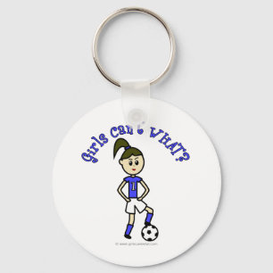 Light Womens Soccer in Blue Uniform Key Ring