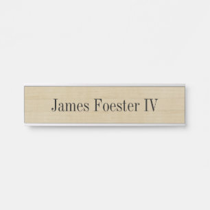 Light Wood Grain Effect Desk Hanging Nameplate