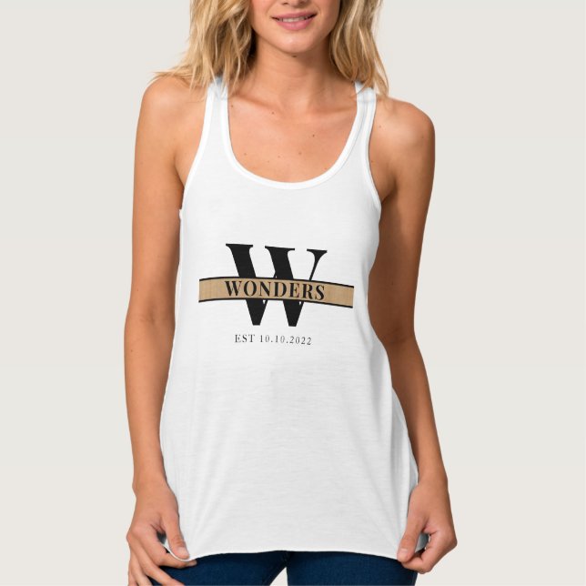 Light Wood Grain Frame Monogram team Singlet (Front)
