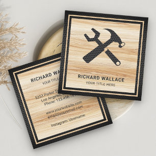 Light Wood Grain Handyman Auto Repair Mechanic Square Business Card