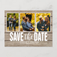 Light Wood Rustic Photo Collage Save the Date