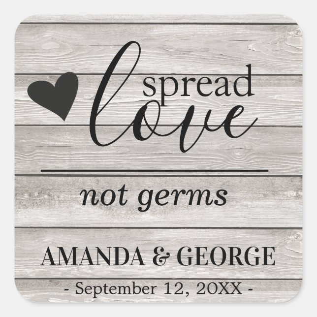 Light Wood Wedding Hand Sanitizer labels (Front)