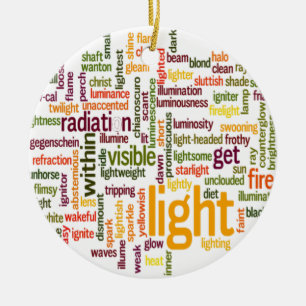 Light Word Cloud Art Print Ceramic Tree Decoration